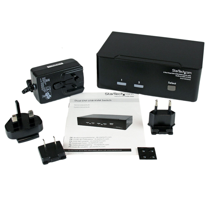 StarTech SV231DD2DUA 2 Port Dual DVI USB KVM Switch with Audio & USB 2.0 Hub